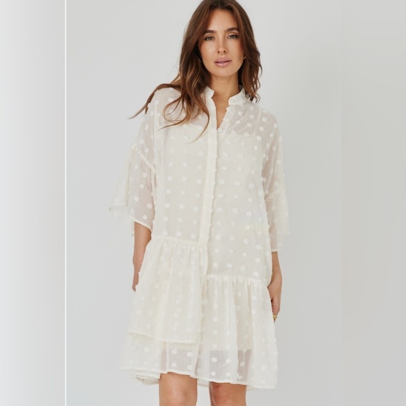 Moon River Sheer White Polka Dot Dress <<<<<<132>>>>>> - Picture 1 of 8